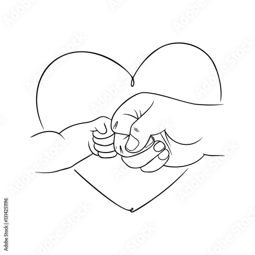 Hands of connection wrapped in love symbolize the bond between parent and child in a heart outline
