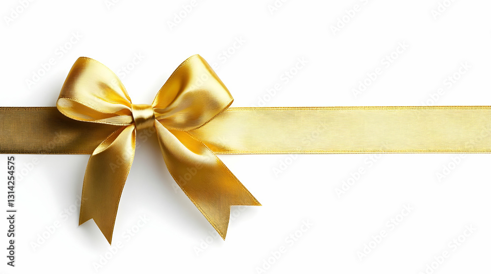 Gold Ribbon With Bow On White Background Gold Ribbon With Bow On White Background