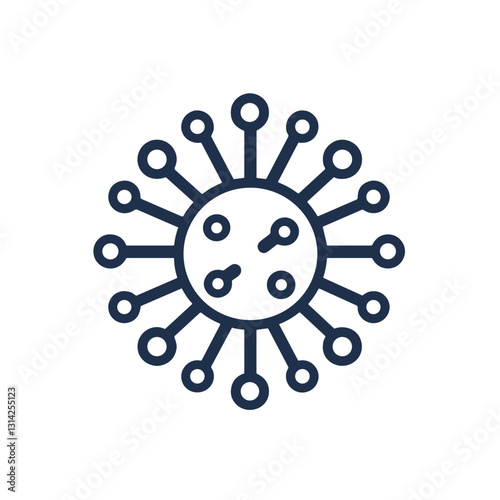 Stylish virus illustration, flat design, minimalist style, vector graphic, isolated on white background
