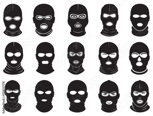 Balaclava mask silhouette white background