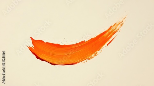 Bright orange paintbrush stroke on a clear background