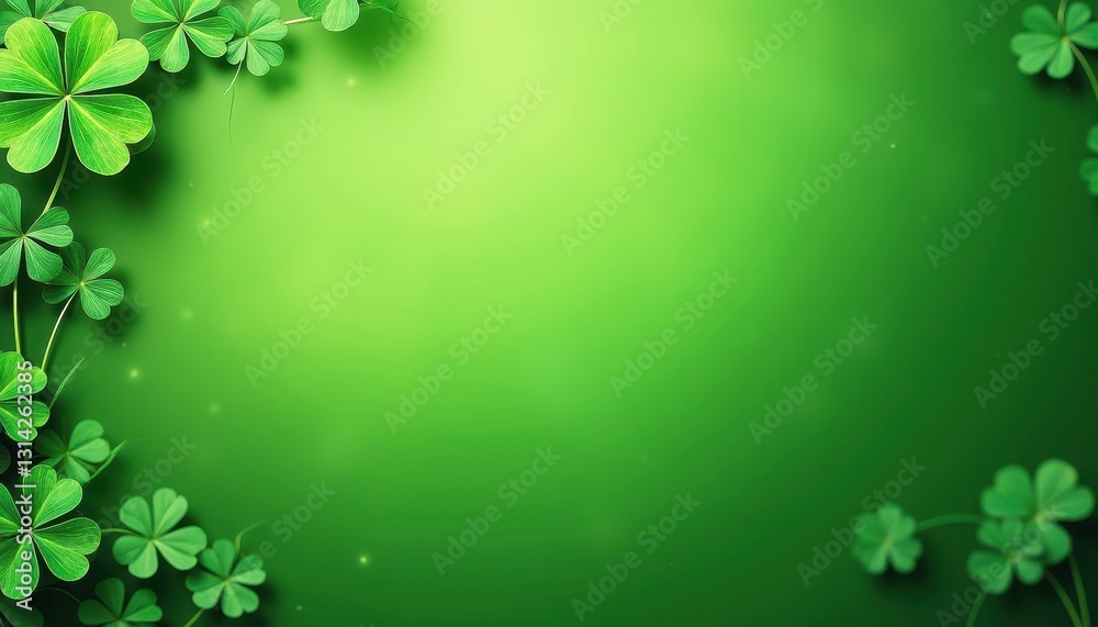 Vibrant Four Leaf Clovers on Green St. Patrick's Day Background. A green background with clover leaves. Vibrant Four Leaf Clovers on Green St. Patrick's Day Background. A green background with clover leaves.