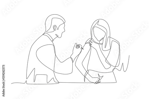 Woman undergoing cancer treatment injection
