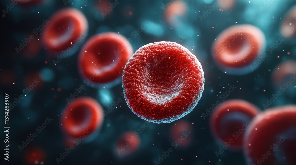 Naklejka premium Artistic rendition of red blood cells floating within a biological system