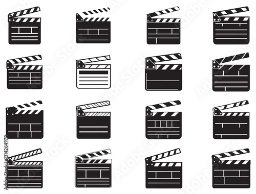 Clapperboard silhouette white background