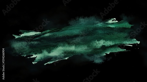 Dark green watercolor paint stroke, deep and isolated