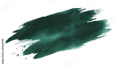 Deep dark green watercolor brush stroke, artistic and isolated