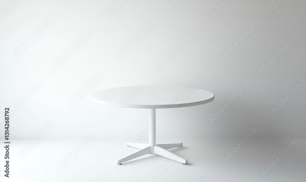 Fototapeta premium Empty white table on white wall background. High quality photo