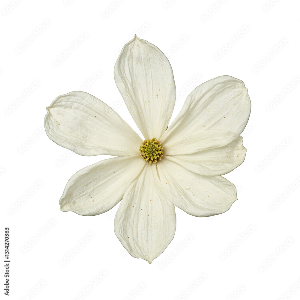 Fototapeta premium A stunning close up of a creamy white magnolia flower with smooth petals and a delicate yellow center Elegant and serene beauty captured in this image