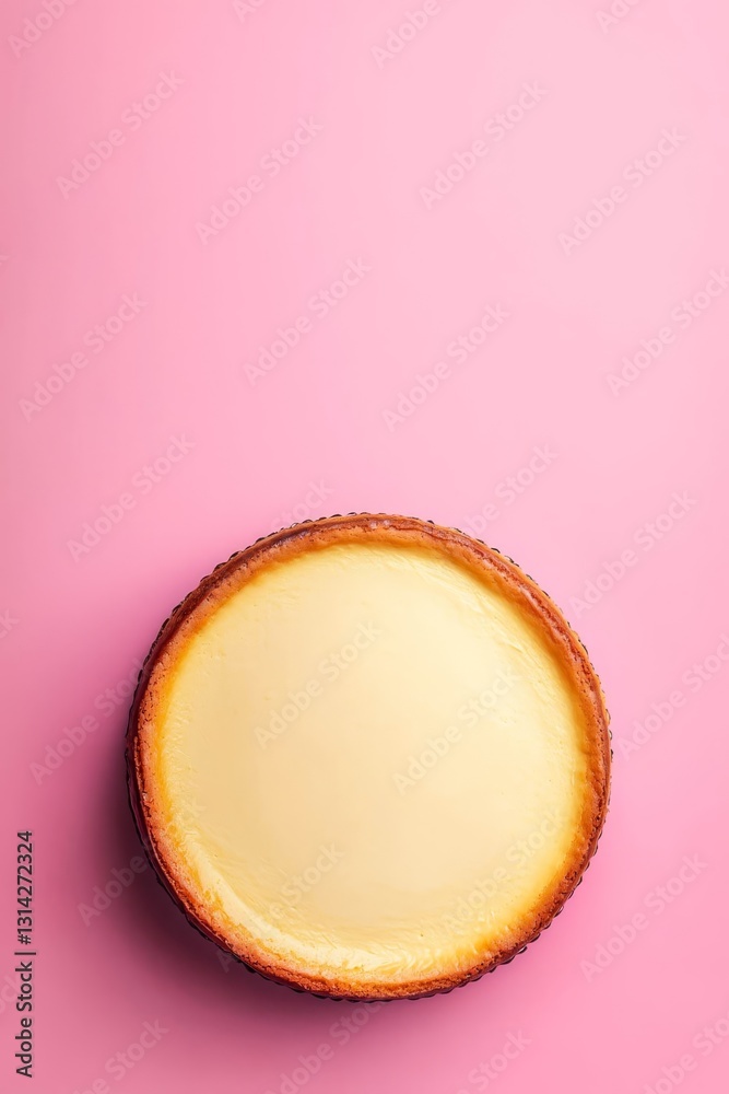 Vertical New york cheesecake on pink background top view. Vertical New york cheesecake on pink background top view.