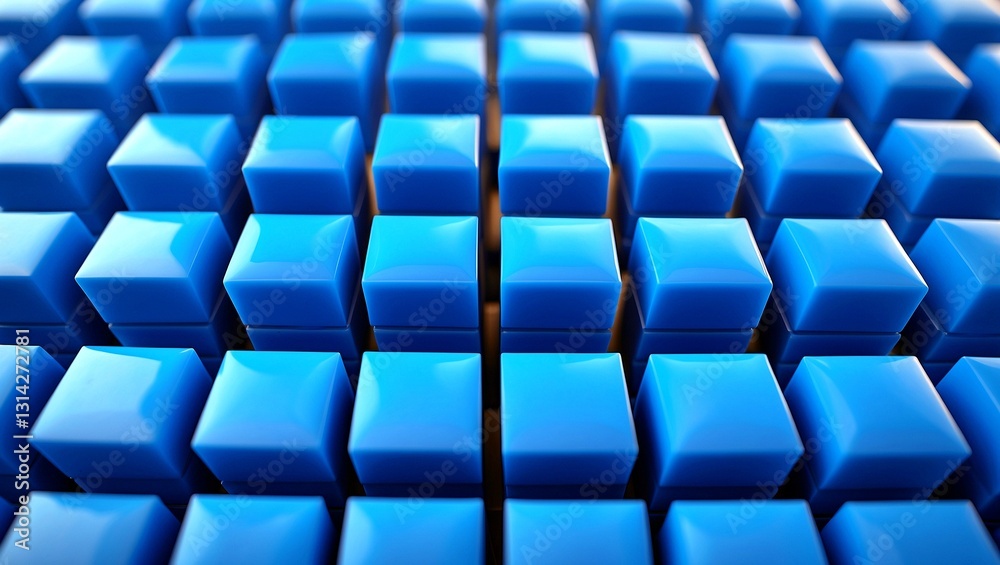 Fototapeta premium A patterned grid of blue cubes with depth
