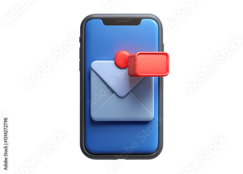A New Message Arrives, A Notification Pops Up On Your Phone Screen, Bringing Exciting News Or Important Updates, With A Vibrant 3d Design Isolated on Transparent Background