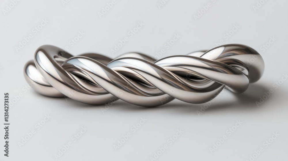 material science alloys concept. Twisted metallic ribbon on a neutral background. material science alloys concept. Twisted metallic ribbon on a neutral background.