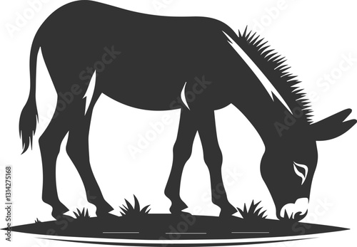 Donkey sniffing the ground vector silhouette animal design