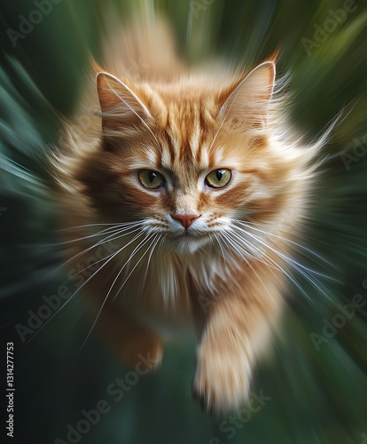 Motion blur photo of ginger cat