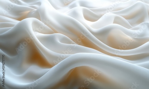 Minimalistic Smooth White Fabric Abstract Design with Flowing Lines and Soft Gradient Lighting