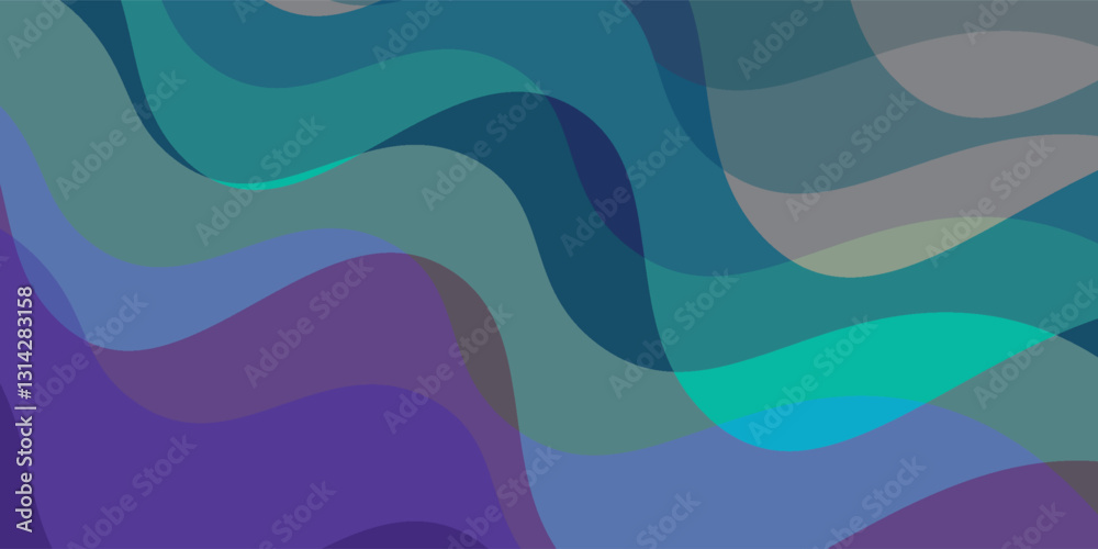 Fototapeta premium Sea waves layered vector background illustration and sea beach