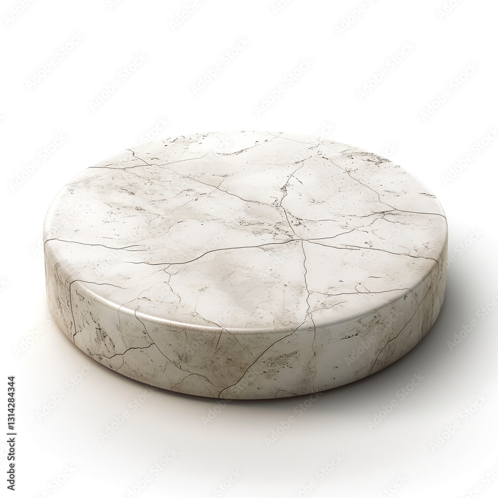 Fototapeta premium Circular marble tabletop with a smooth surface and subtle cracks, exuding elegance and sophistication.