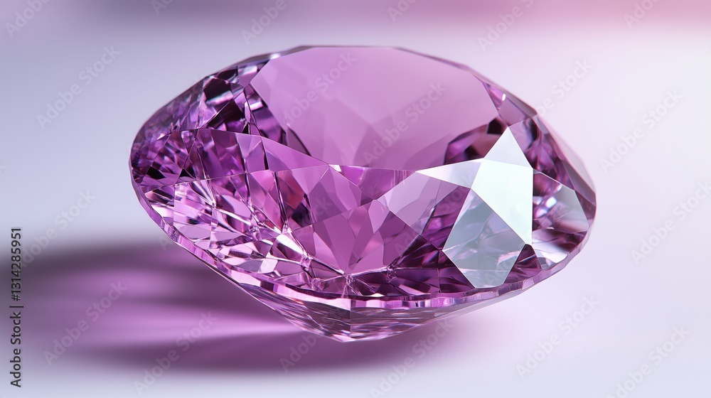 Brilliant faceted amethyst gemstone sparkling with light and vivid purple hues Brilliant faceted amethyst gemstone sparkling with light and vivid purple hues