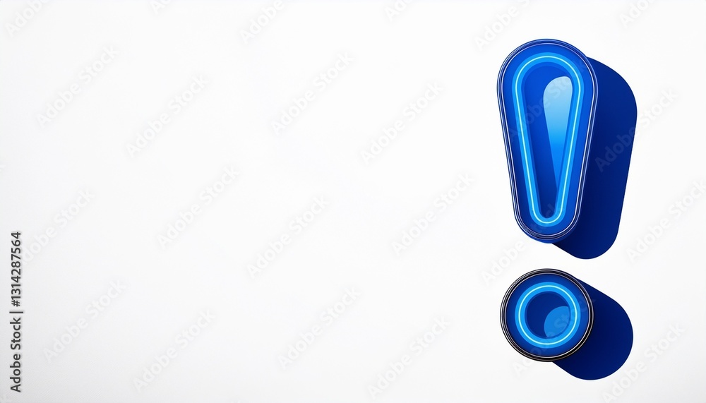 네온 블루 색상의 '!' 기호가 빛나는 배경화면 네온 블루 색상의 '!' 기호가 빛나는 배경화면