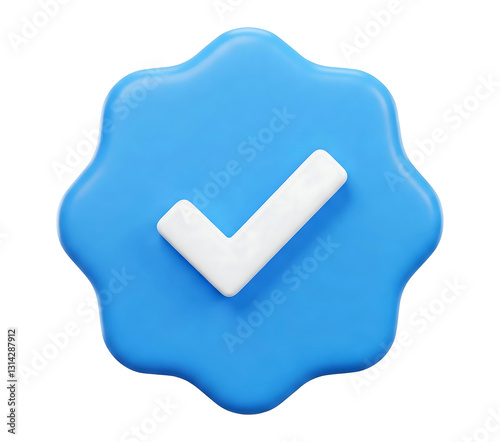 3D Verified Badge Icon in Vibrant Blue
