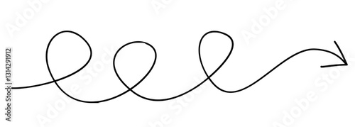 Curved and spiral arrows fine line, curved arrows handmade, arrows illustrations