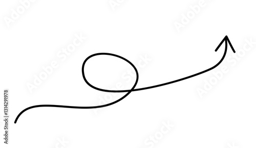 Curved and spiral arrows fine line, curved arrows handmade, arrows illustrations