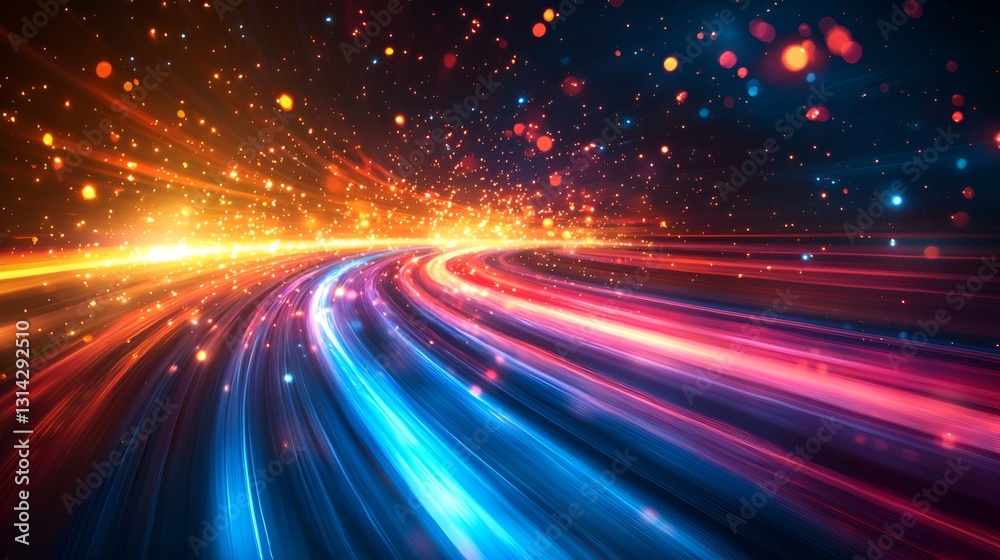 Abstract speed lines, glowing particles, night. Possible use Background for technology, speed, or futuristic concept Abstract speed lines, glowing particles, night. Possible use Background for technology, speed, or futuristic concept
