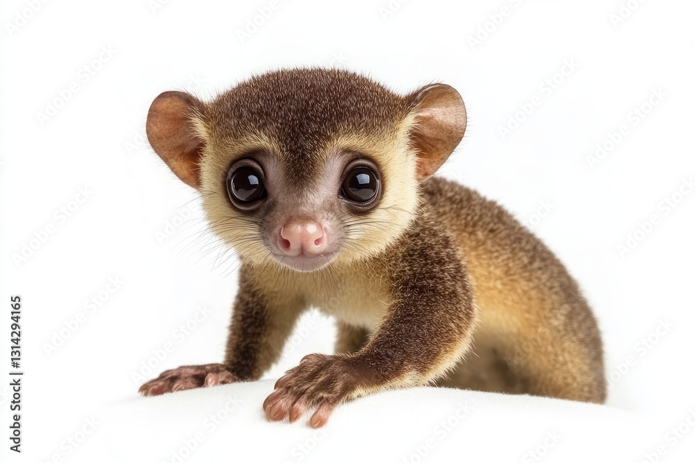 Fototapeta premium Kinkajou Potos flavus tropical mammal from Costa Rica on white background furry curious animal