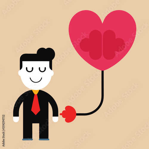 Businessman holding heart symbolizing love and compassion in work