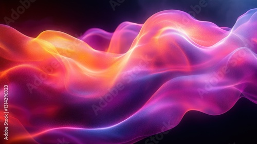 Neon Ribbons Flowing on Black Background