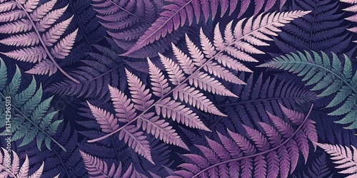 Abstract Purple Fern Wallpaper Pattern Gradient