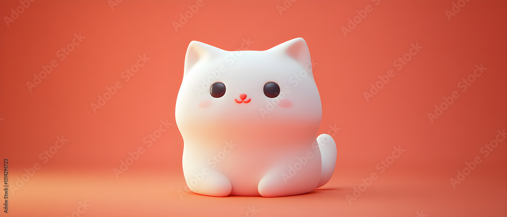 Adorable 3D White kawaii Kitten Adorable 3D White kawaii Kitten