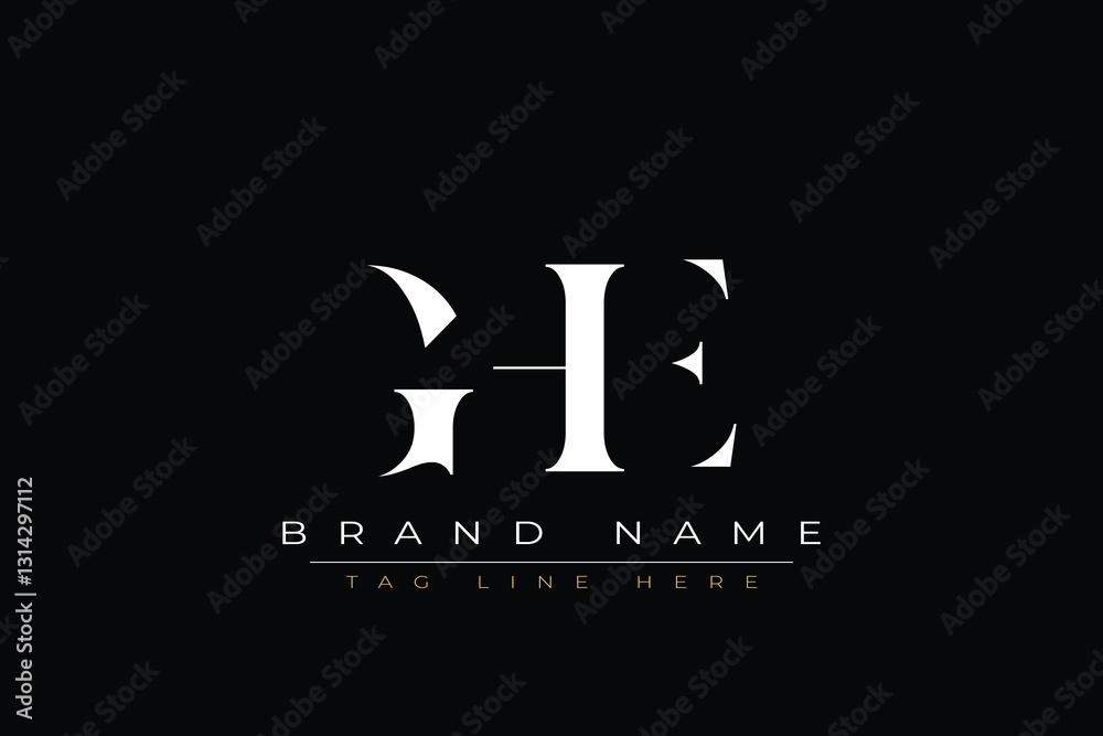 Fototapeta premium GHE abstract letter logo design. This logo is designed by three abstract letters.