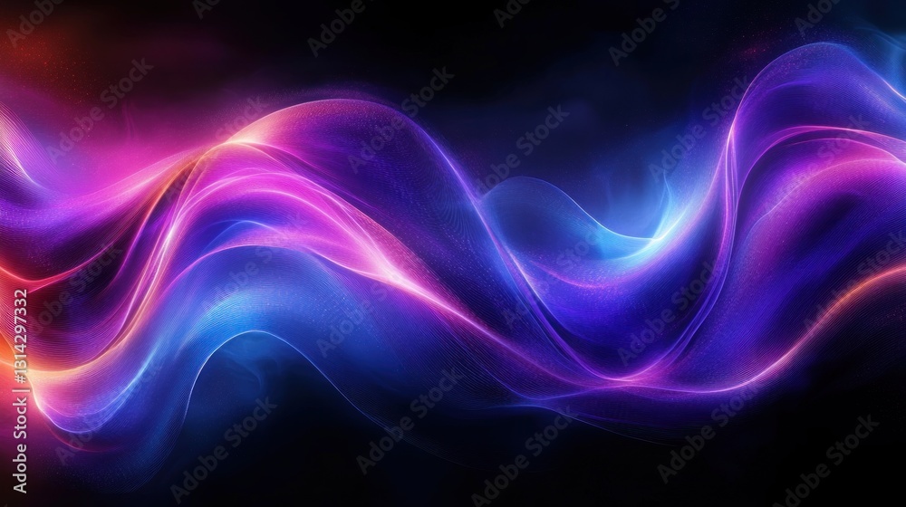 Abstract Digital Neon Waves Flowing Background in Purple and Blue with Glowing Light Effects Abstract Digital Neon Waves Flowing Background in Purple and Blue with Glowing Light Effects
