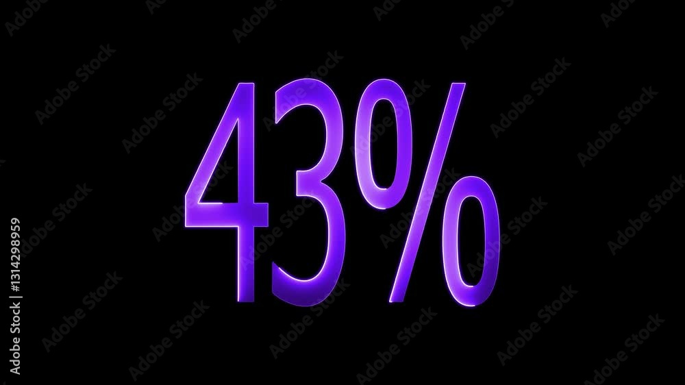 43% text animation by purple color neon mask glow on black background. 43% text animation by purple color neon mask glow on black background.