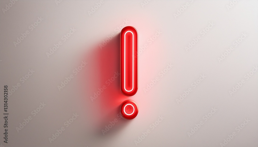 붉은색 네온 스타일의 '!' 기호가 빛나는 배경화면