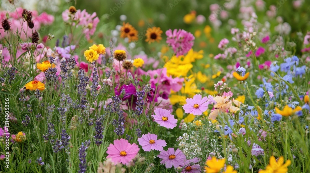 Obraz premium Vibrant wildflower meadow bursting with color (1)