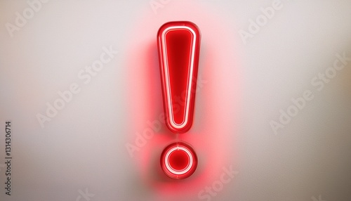 붉은색 네온 스타일의 '!' 기호가 빛나는 배경화면