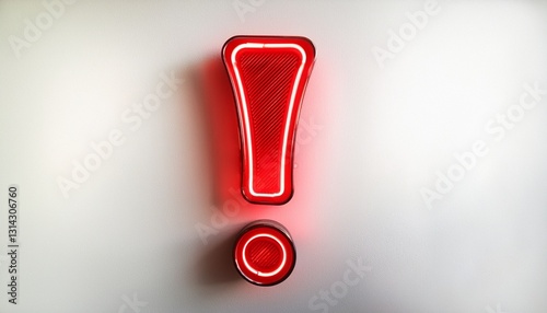 붉은색 네온 스타일의 '!' 기호가 빛나는 배경화면