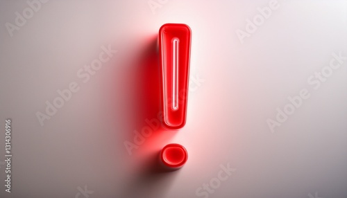 붉은색 네온 스타일의 '!' 기호가 빛나는 배경화면