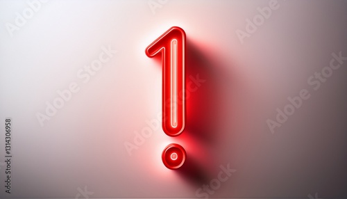 붉은색 네온 스타일의 '!' 기호가 빛나는 배경화면