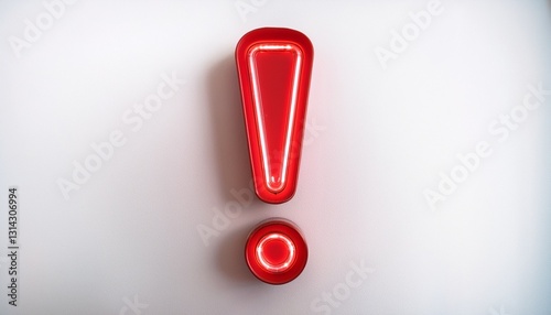 붉은색 네온 스타일의 '!' 기호가 빛나는 배경화면