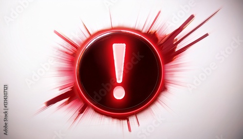 붉은색 네온 스타일의 '!' 기호가 빛나는 배경화면