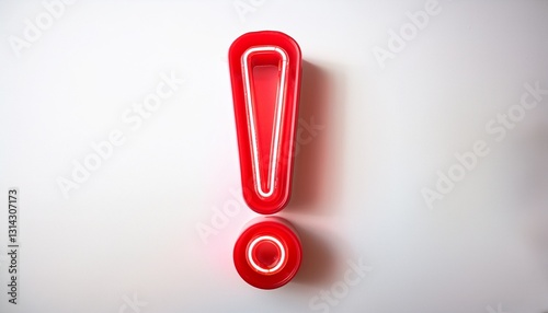 붉은색 네온 스타일의 '!' 기호가 빛나는 배경화면