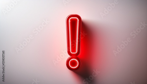 붉은색 네온 스타일의 '!' 기호가 빛나는 배경화면