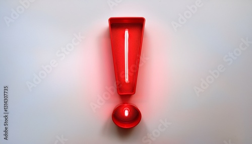 붉은색 네온 스타일의 '!' 기호가 빛나는 배경화면