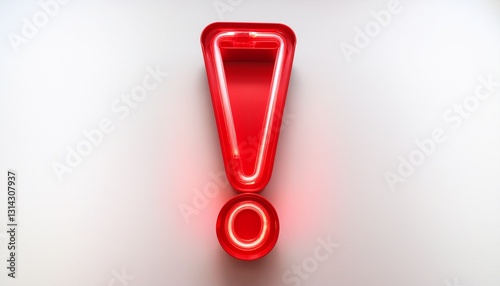 붉은색 네온 스타일의 '!' 기호가 빛나는 배경화면