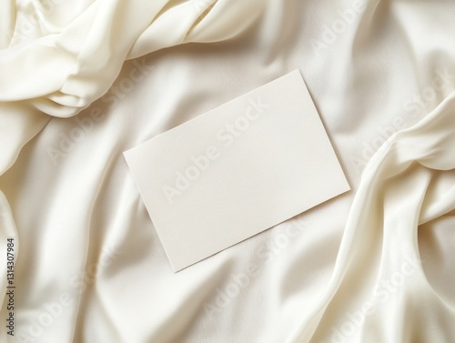 Blank card on ivory silk fabric