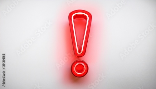 붉은색 네온 스타일의 '!' 기호가 빛나는 배경화면